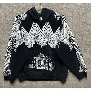 ARTFUL DODGER Hoody Mens 4XL Black and White Y2K RARE Hoodie Floral Print VTG